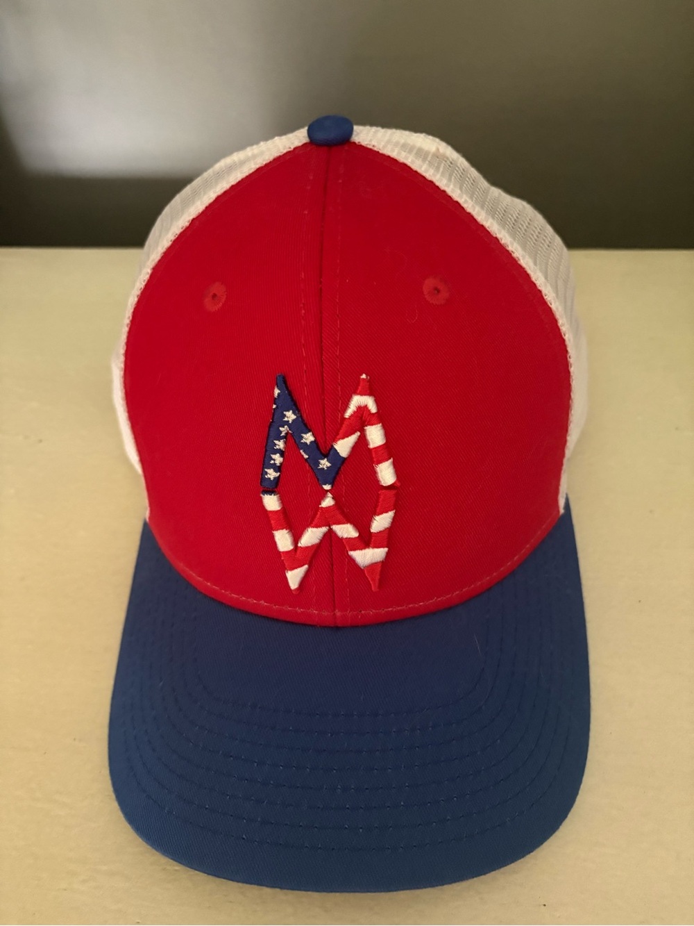 Red & Blue American Flag Trucker Cap - Men Swim